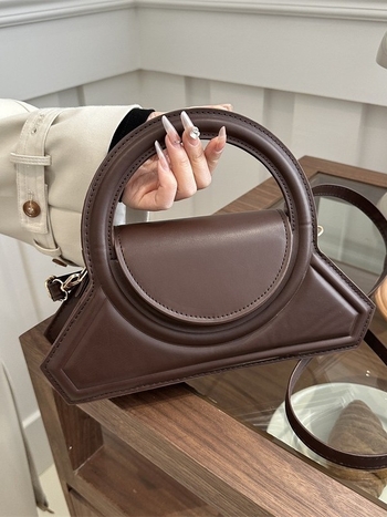 Geantă de mână pentru femei cu inel geometric, PU, crossbody, modă 2025