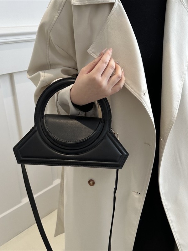Geantă de mână pentru femei cu inel geometric, PU, crossbody, modă 2025