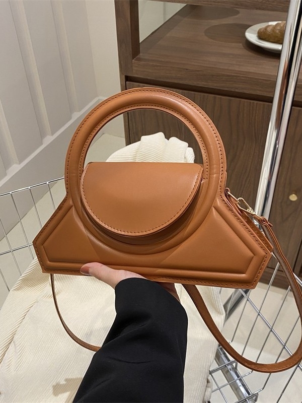 Geantă de mână pentru femei cu inel geometric, PU, crossbody, modă 2025