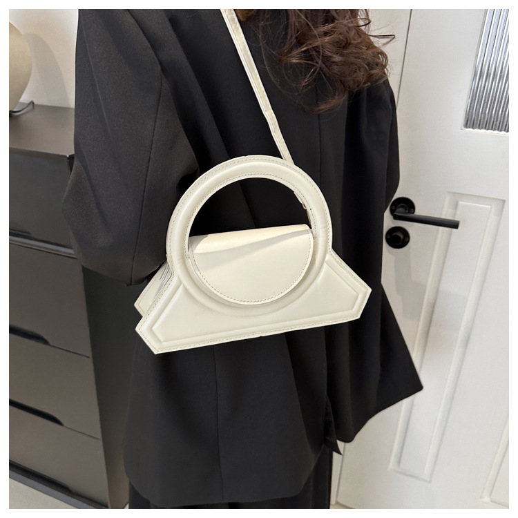Geantă de mână pentru femei cu inel geometric, PU, crossbody, modă 2025