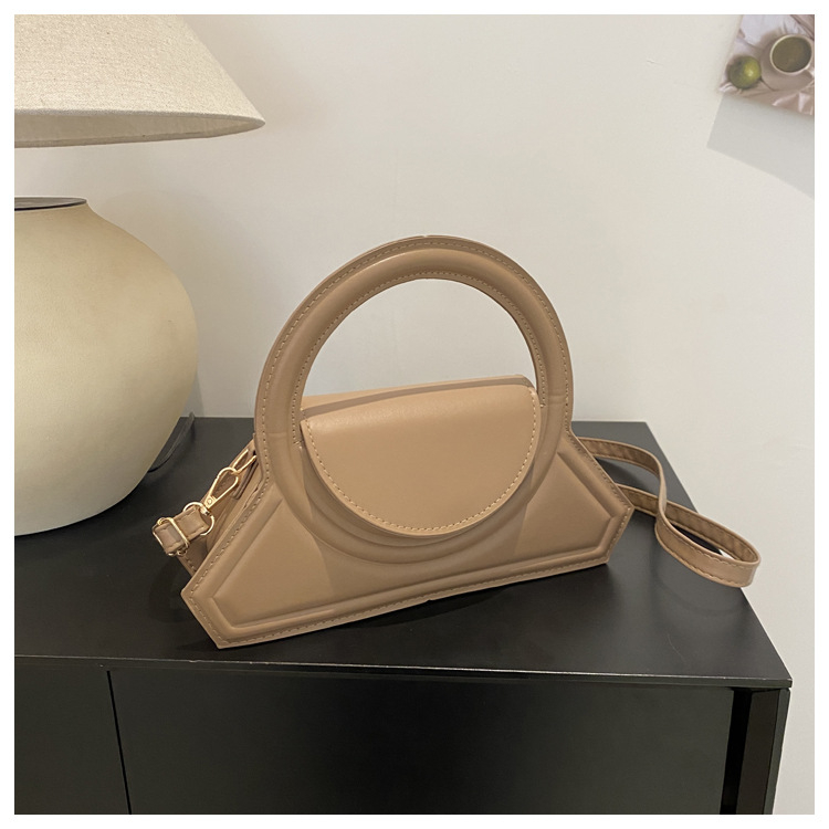Geantă de mână pentru femei cu inel geometric, PU, crossbody, modă 2025