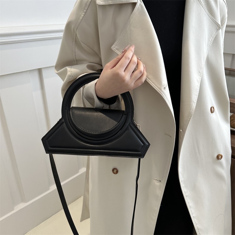 Geantă de mână pentru femei cu inel geometric, PU, crossbody, modă 2025