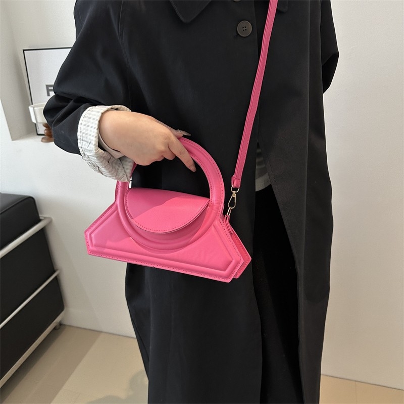 Geantă de mână pentru femei cu inel geometric, PU, crossbody, modă 2025