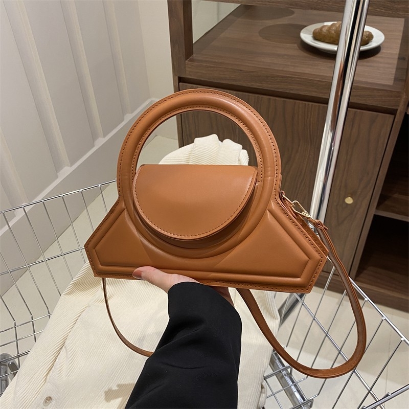 Geantă de mână pentru femei cu inel geometric, PU, crossbody, modă 2025