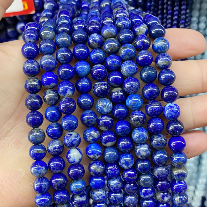 Mărgele rotunde din lazurit natural pentru brățări DIY, mărgele libere pentru confecționarea bijuteriilor, componente semi-finished