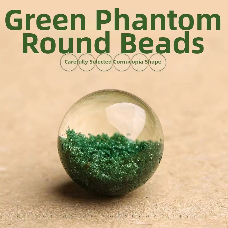 Korálky Green Ghost Crystal - 8 mm voľné okrúhle korálky na výrobu šperkov, dištančné korálky na náramky