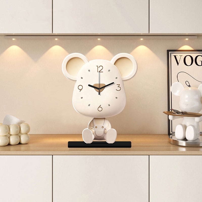 Ceas cu urs agresiv pentru birou – decor de masă modern minimalist pentru living
