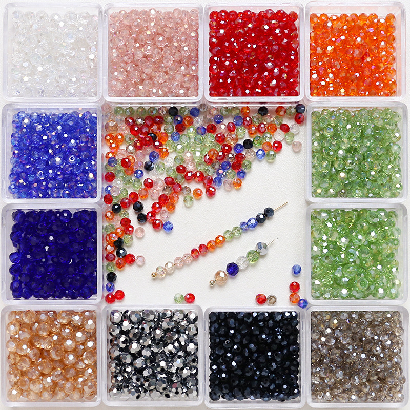 10 g pungă cu mărgele rotunde din sticlă cristal colorată pentru bijuterii DIY, potrivite pentru coliere și cercei