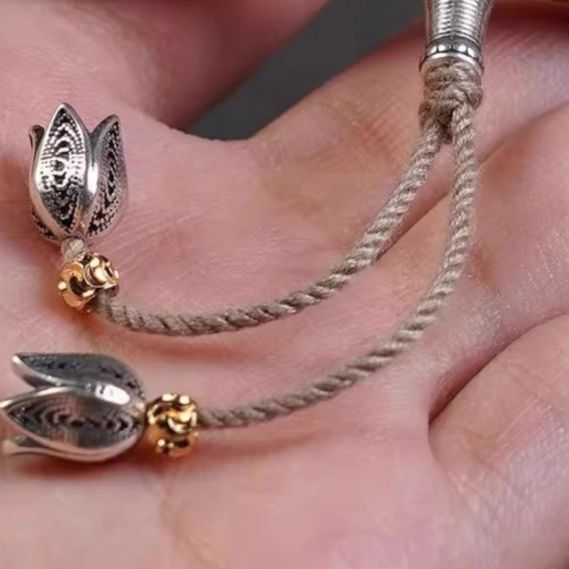 Mărgele argintii S925: mărgele cu Lily of the Valley, Bodhi semințe în formă phoenix eye, mărgele multicolore pentru pandantiv final