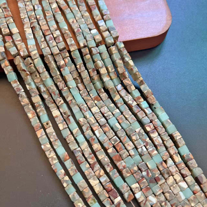Margele din piatră Shoushan, pătrate de 4 mm, model piele de șarpe, pentru brățări și coliere DIY