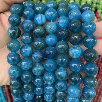 Mărgele naturale de apatit, mărgele libere de apatit albastru, accesorii semi-fabricate pentru bijuterii DIY, mărgele pentru brățară
