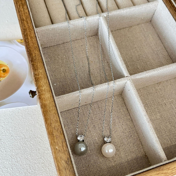 Colier cu perle în stil francez, de înaltă calitate, cu accente de diamant, design minimalist pentru femei