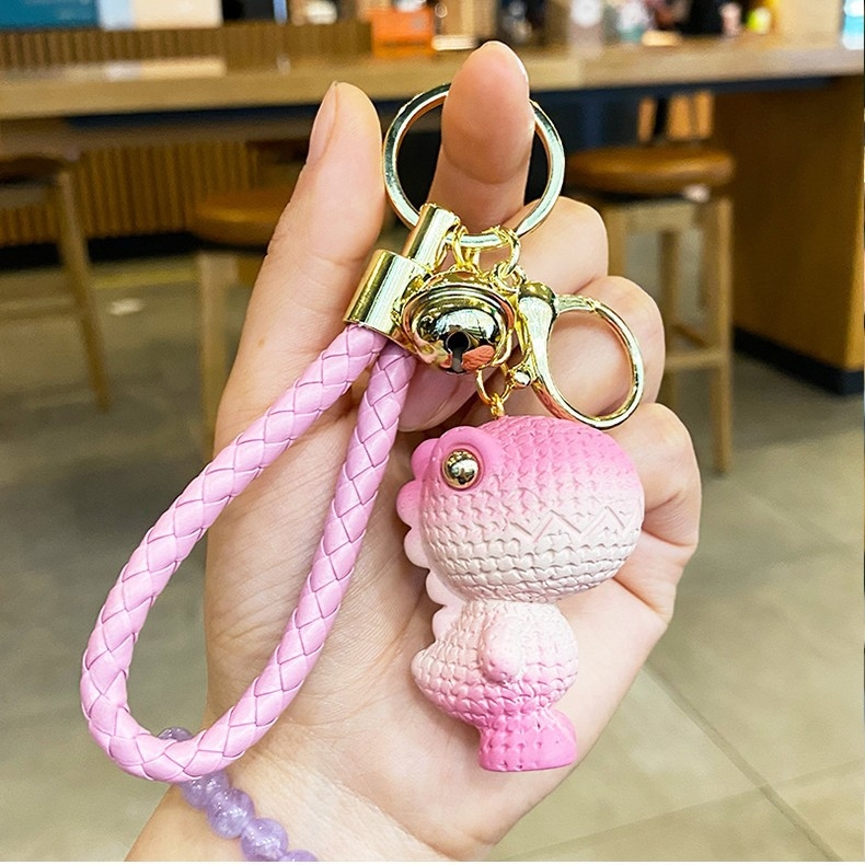 Breloc dinozaur în gradient de culoare, pentru cupluri, accesoriu modern pentru mașină și geantă, cadou