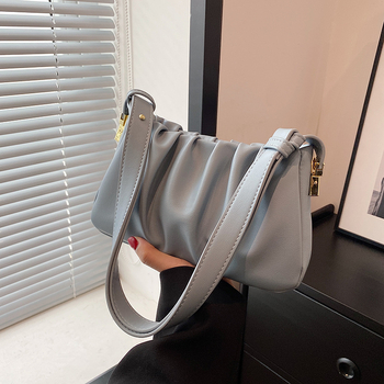 Geantă în stil coreean cu pliuri, în formă de nor, pentru femei, mică geantă PU pentru umăr sau crossbody