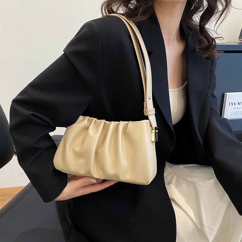 Geantă în stil coreean cu pliuri, în formă de nor, pentru femei, mică geantă PU pentru umăr sau crossbody