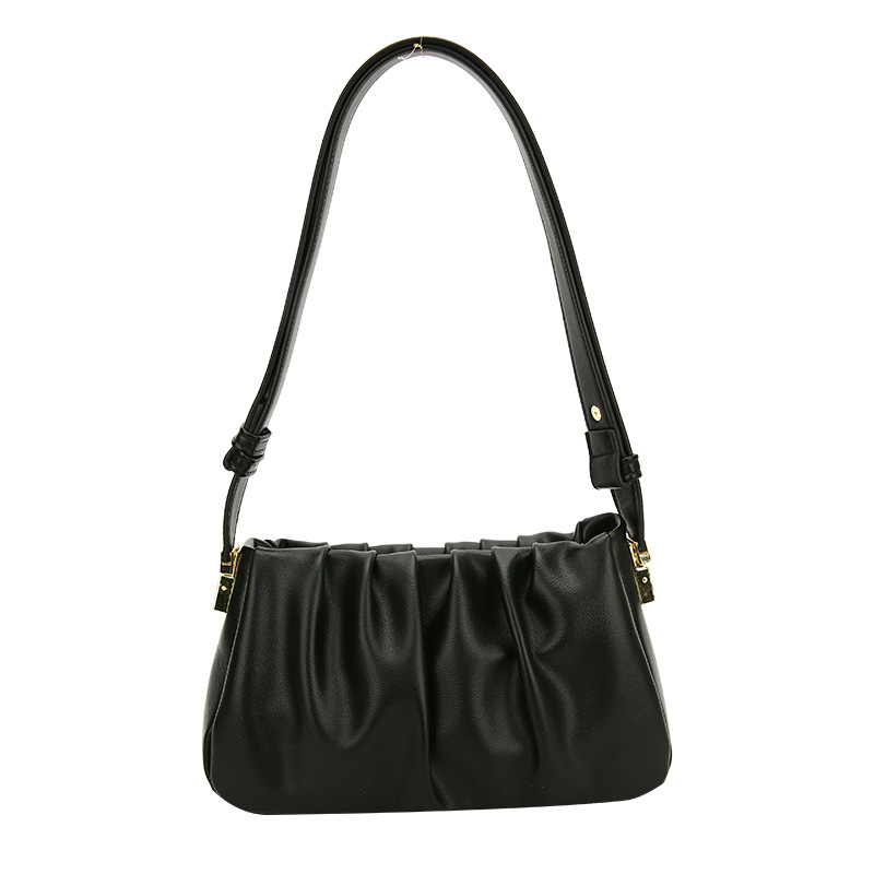 Geantă în stil coreean cu pliuri, în formă de nor, pentru femei, mică geantă PU pentru umăr sau crossbody