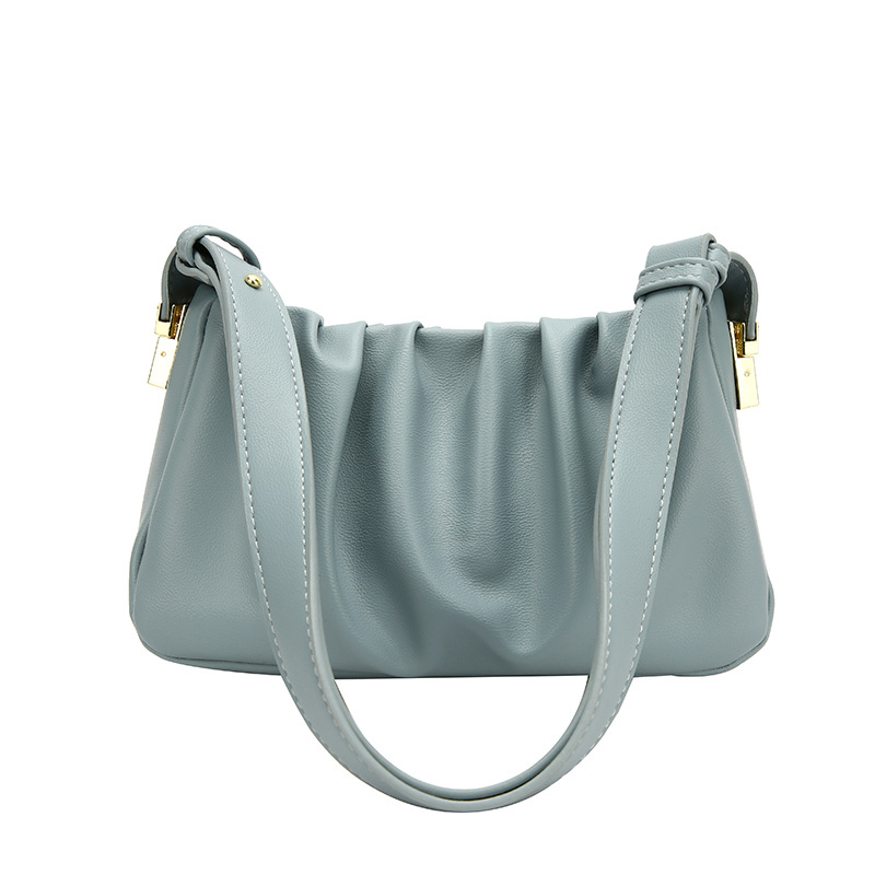 Geantă în stil coreean cu pliuri, în formă de nor, pentru femei, mică geantă PU pentru umăr sau crossbody