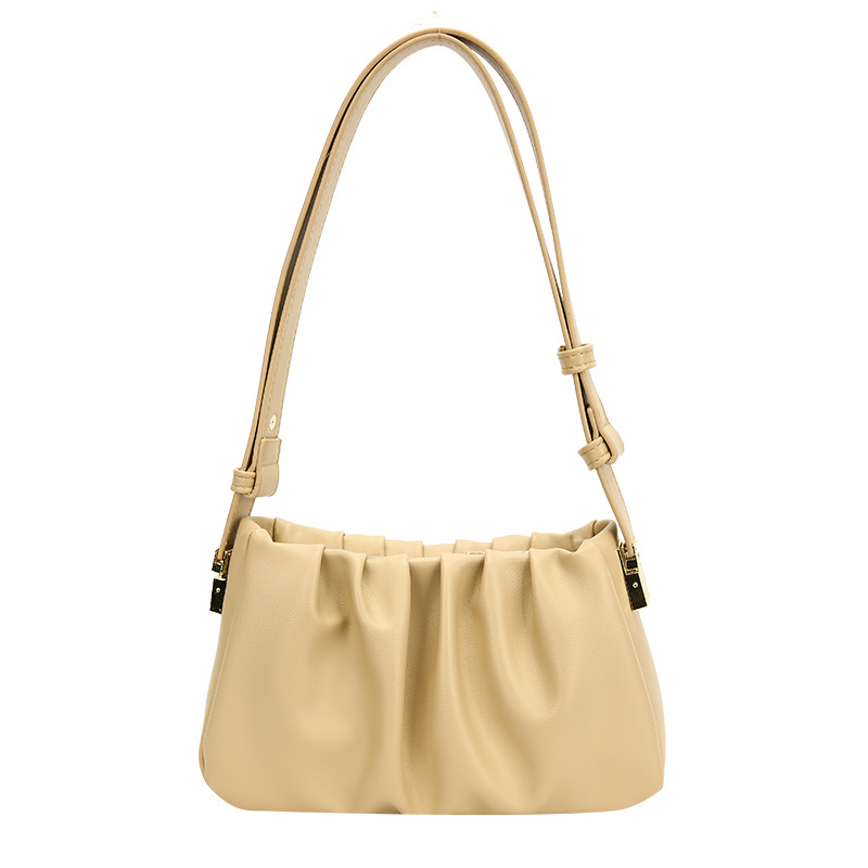 Geantă în stil coreean cu pliuri, în formă de nor, pentru femei, mică geantă PU pentru umăr sau crossbody