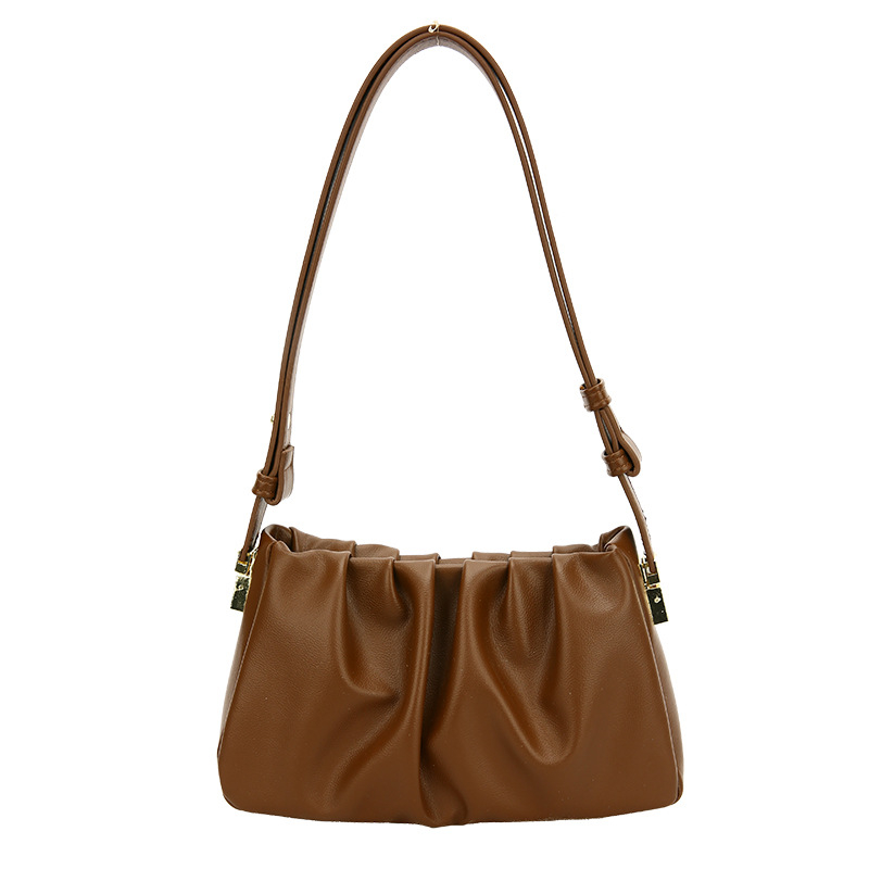 Geantă în stil coreean cu pliuri, în formă de nor, pentru femei, mică geantă PU pentru umăr sau crossbody