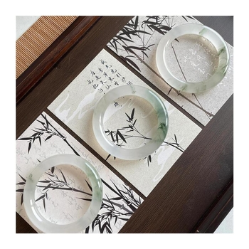 Jade natural Xinjiang Tianshan verde-ice, jade cu fire de aur, brățară cu bară rotundă și bară plată