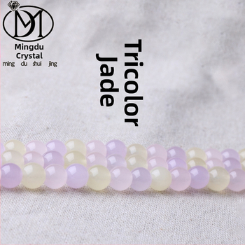 Voľné korálky Mingdu Crystal Tri-Color Chalcedon pre DIY šperky, 6 mm barokové okrúhle korálky