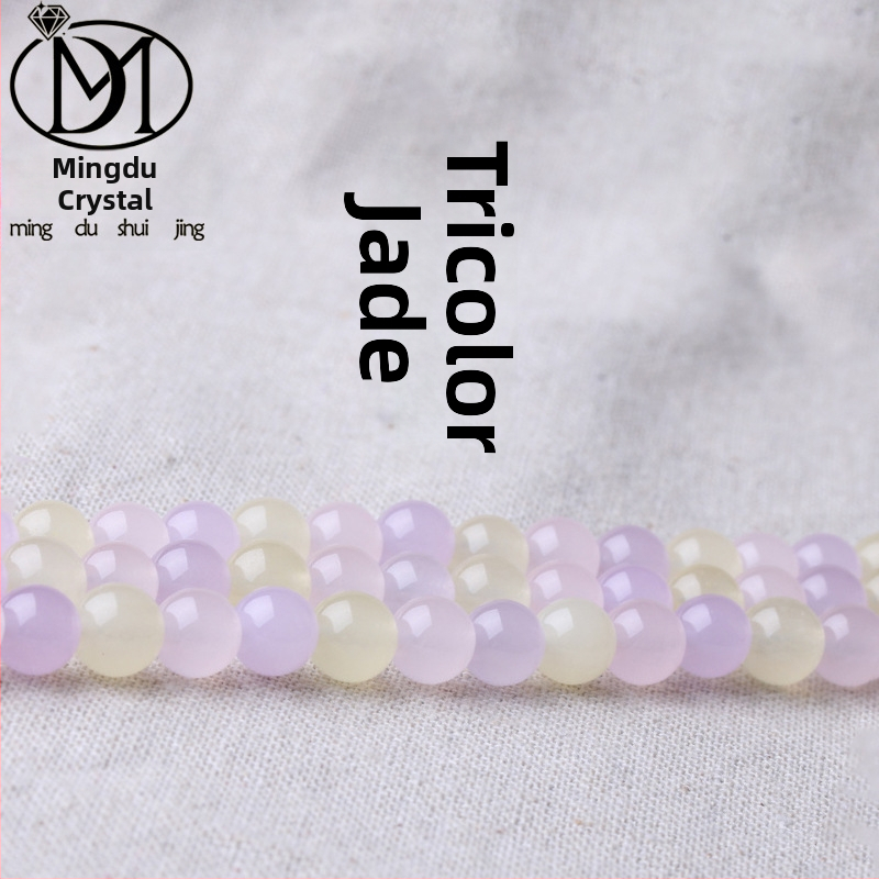 Voľné korálky Mingdu Crystal Tri-Color Chalcedon pre DIY šperky, 6 mm barokové okrúhle korálky