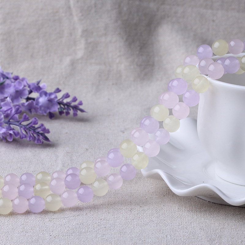 Mingdu Crystal Τριχρωμες Χαλκεδονιου Χαντρες για DIY Κοσμηματα, 6mm Μπαρόκ Στρογυλες