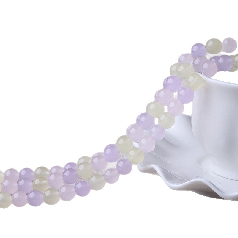Mingdu Crystal Τριχρωμες Χαλκεδονιου Χαντρες για DIY Κοσμηματα, 6mm Μπαρόκ Στρογυλες