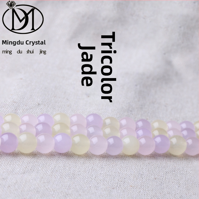 Voľné korálky Mingdu Crystal Tri-Color Chalcedon pre DIY šperky, 6 mm barokové okrúhle korálky