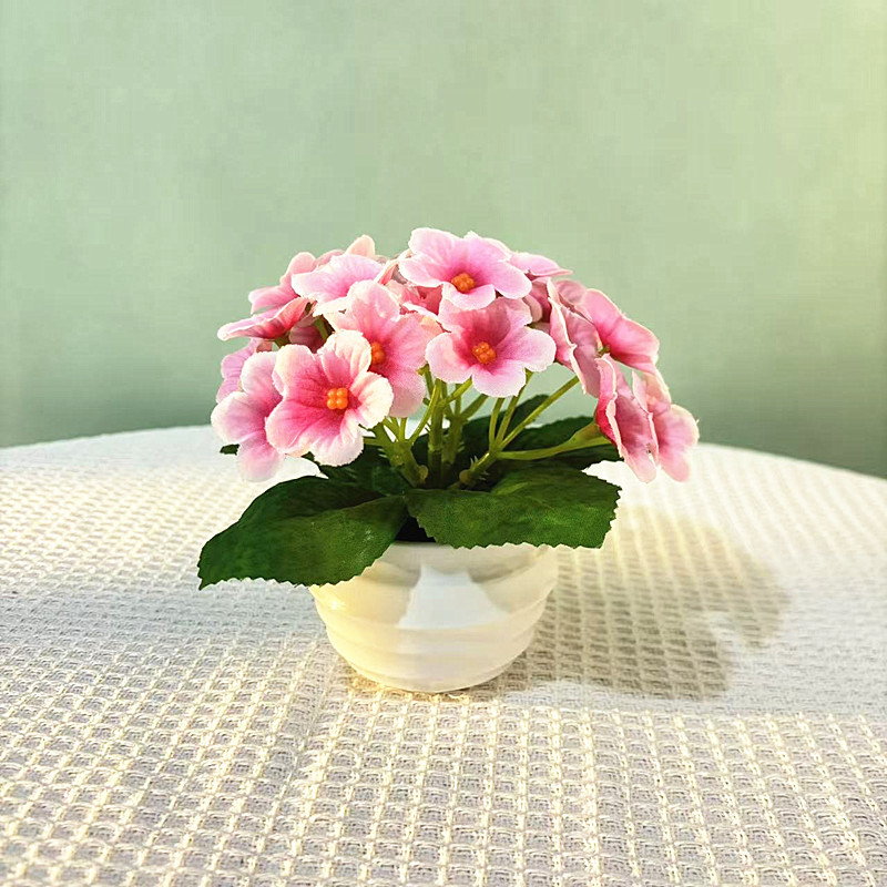 Τεχνητό μπονσάι βιολέτας και κουνουπίδι σε γλάστρα – μίνι διακόσμηση για το σπίτι