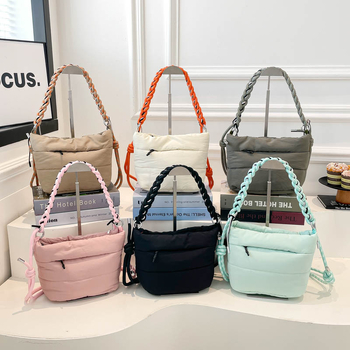 Unisex νάιλον υφαντή bucket τσάντα, πολυλειτουργική crossbody τσάντα, μεσαίου μεγέθους, 2026 καλοκαίρι νέο στυλ, μεγάλη χωρητικότητα