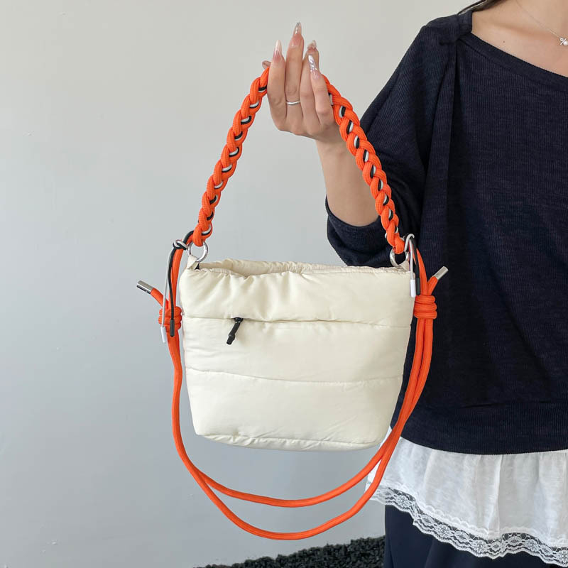 Unisex νάιλον υφαντή bucket τσάντα, πολυλειτουργική crossbody τσάντα, μεσαίου μεγέθους, 2026 καλοκαίρι νέο στυλ, μεγάλη χωρητικότητα