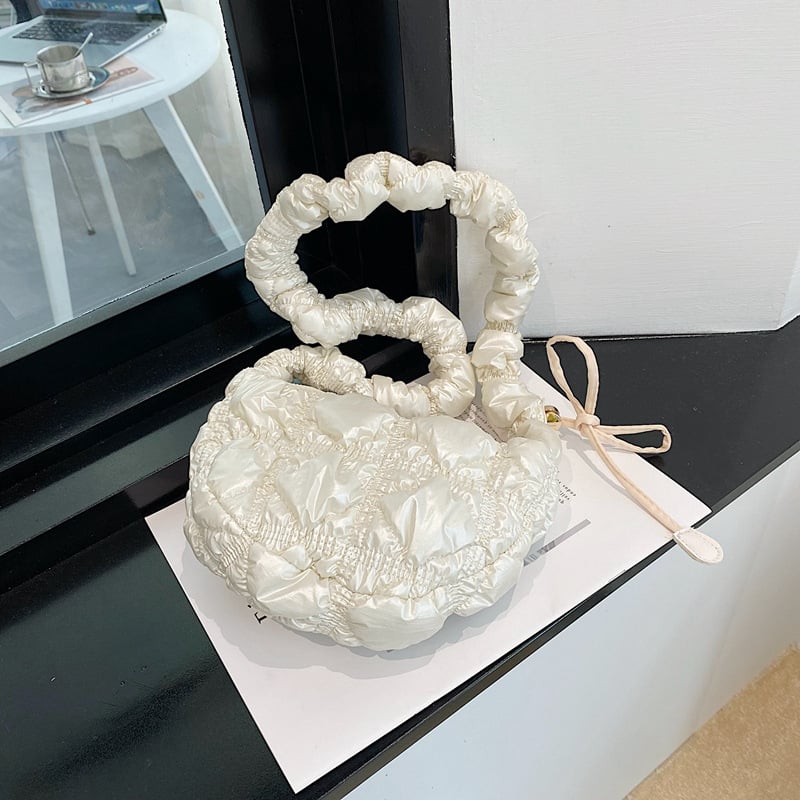 Μικρή νάιλον τσάντα τύπου Dumpling με πτυχώσεις σε σχήμα συννεφιάς, crossbody τσάντα στον ώμο, λαμπερή επιφάνεια