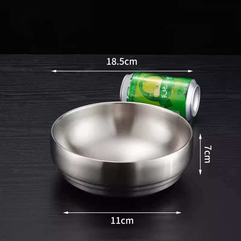 Bol din oțel inoxidabil pentru bibimbap și tăiței, finisaj auriu, rotund, diametre 18–18.9 cm, 21–21.9 cm, 22–22.9 cm.