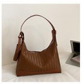 Geantă de umăr în formă de semilună din PU, textură tricotată retro, casual, mare capacitate, pentru femei, cu curea de umăr sau crossbody
