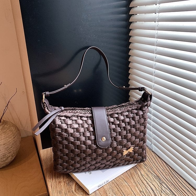 Geantă crossbody din pai pentru femei, model nou, geantă pătrată țesută, pentru telefon, stil vacanță plajă, geantă feminină versatilă