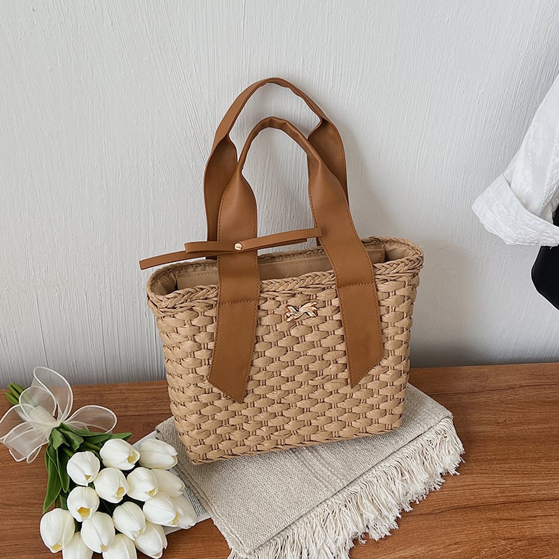 Geantă crossbody din pai pentru femei, model nou, geantă pătrată țesută, pentru telefon, stil vacanță plajă, geantă feminină versatilă