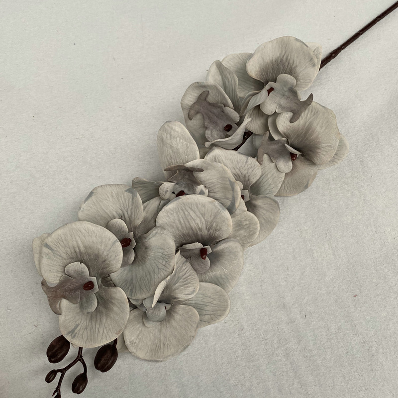 Orhidee Phalaenopsis artificială, 9 capete, plantă verde mare, decor interior pentru sala de nunți.