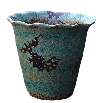 Vas ceramic mare cu glazură colorată, ceramică europeană lucrată manual