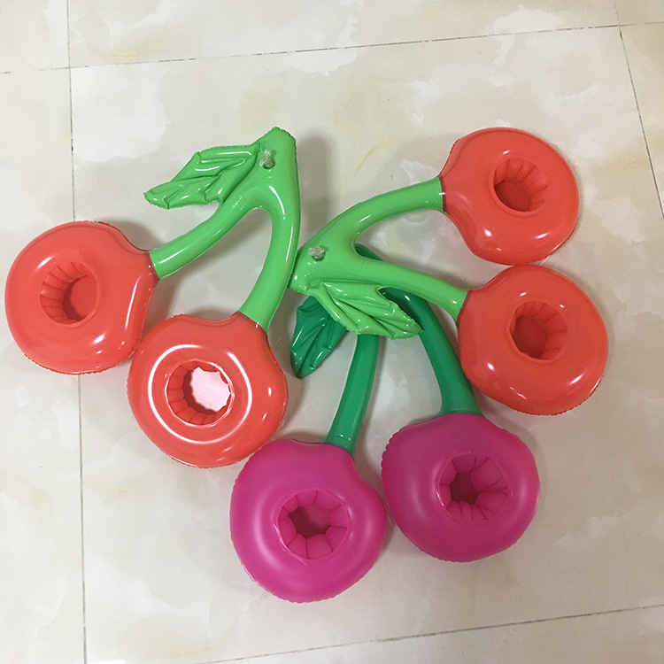 Suport gonflabil din PVC pentru doua pahare in forma de cireș și underlay de ananas pentru activități acvatice; suport de pahare în formă de ciupercă cu design Firebird