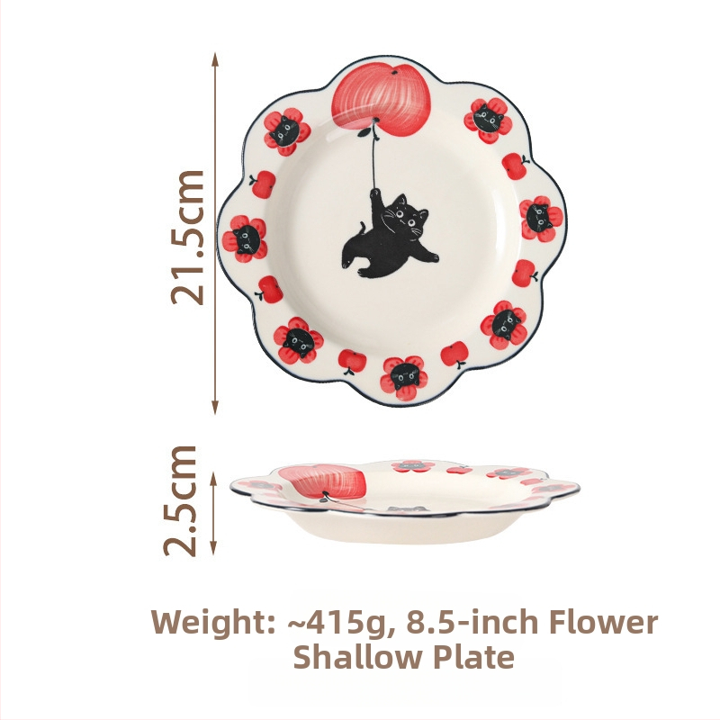 Set boluri și farfurioare cu design desen animat, ceramică, bol rotund pentru orez și farfurie, stil modern simplu