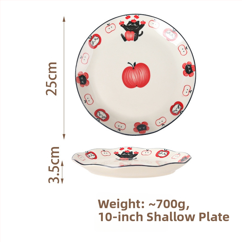 Set boluri și farfurioare cu design desen animat, ceramică, bol rotund pentru orez și farfurie, stil modern simplu