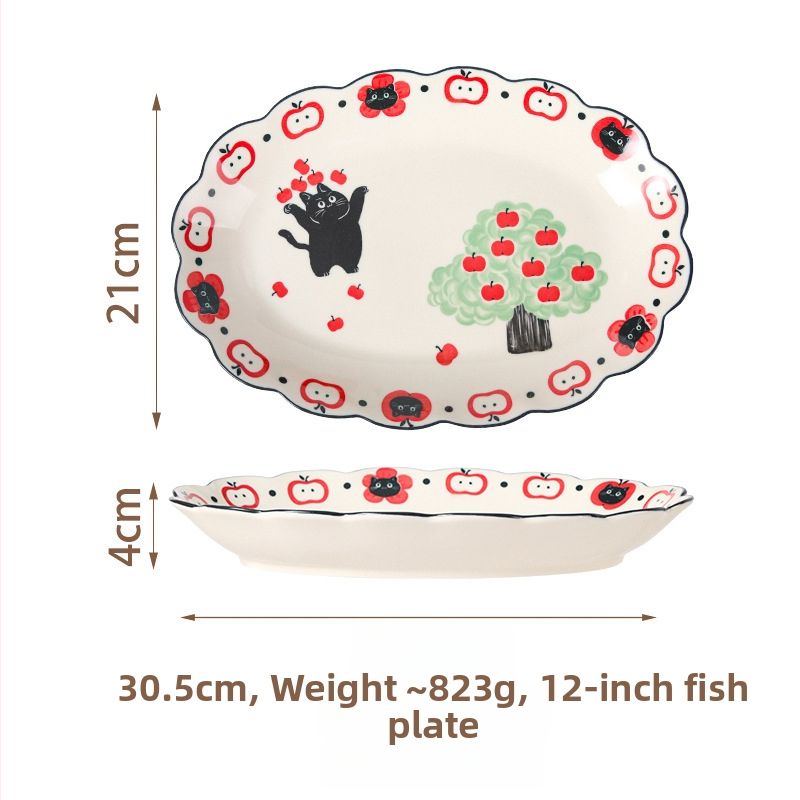 Set boluri și farfurioare cu design desen animat, ceramică, bol rotund pentru orez și farfurie, stil modern simplu