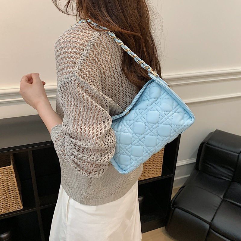 Geantă de umăr cu lanț pentru femei, geantă mică pătrată cu broderie – model dogtooth