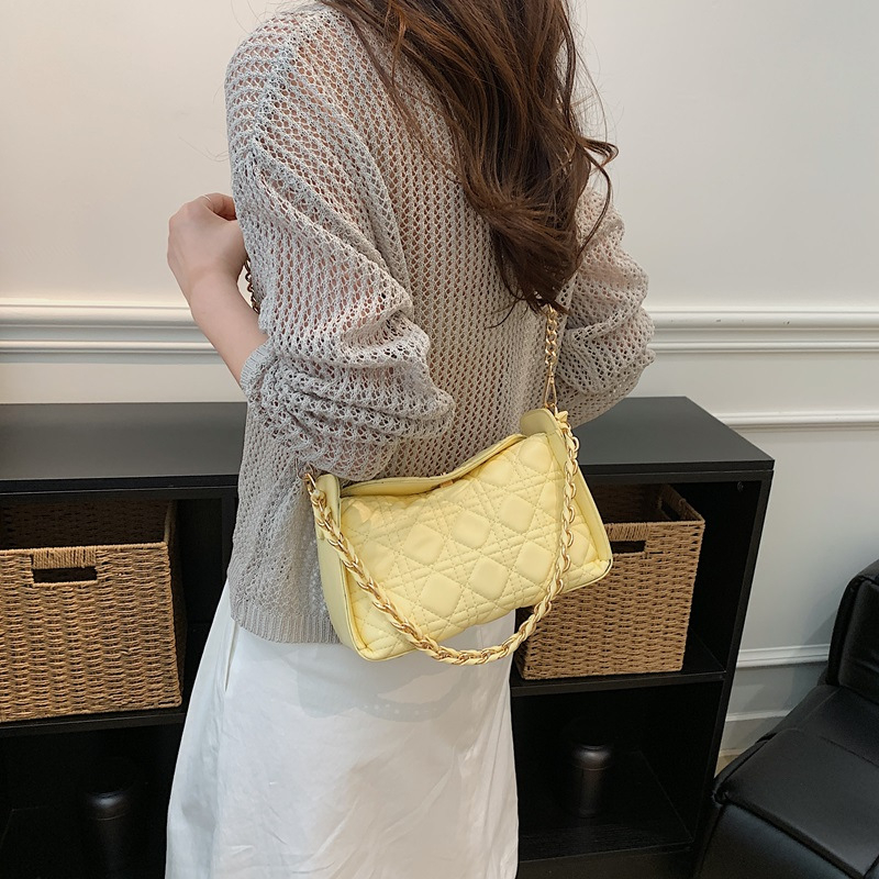 Geantă de umăr cu lanț pentru femei, geantă mică pătrată cu broderie – model dogtooth