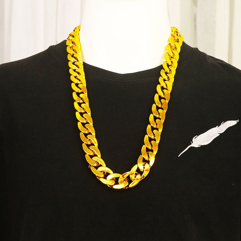 Colier hip-hop geometric din plastic, imitatie de aur, unisex, lanț mare 51–80 cm