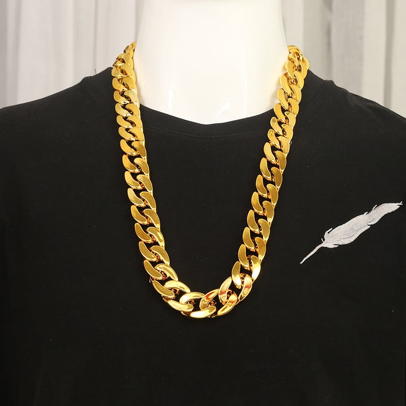 Colier hip-hop geometric din plastic, imitatie de aur, unisex, lanț mare 51–80 cm