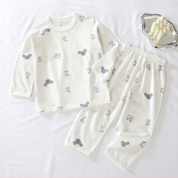 Set pijamale din bumbac pentru bebeluți, pijamale de vară cu mâneci lungi, fără cusături, unisex, pentru nou-născuți (0–12 luni)
