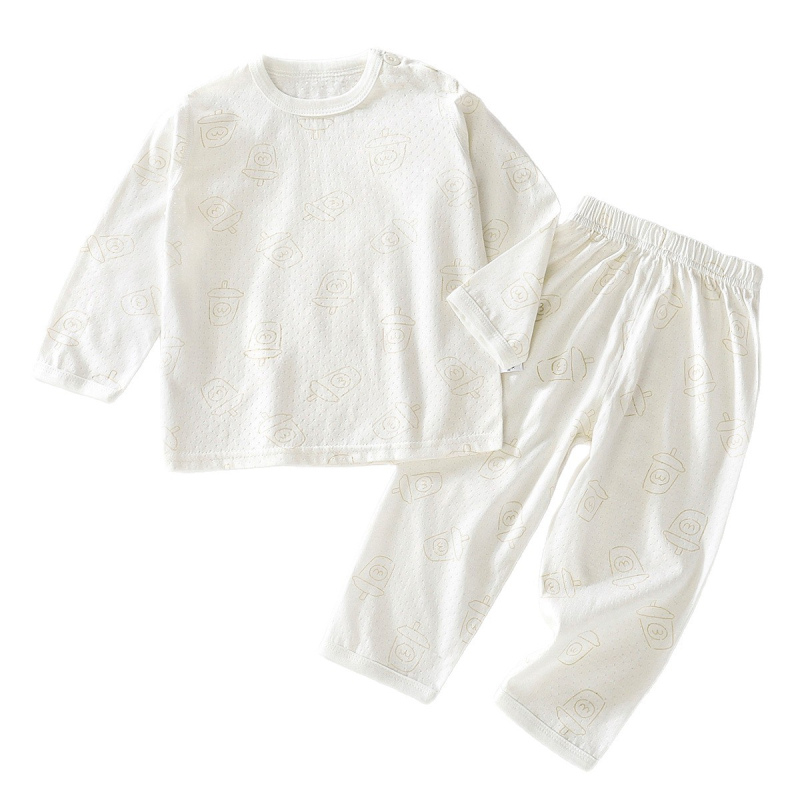 Set pijamale din bumbac pentru bebeluți, pijamale de vară cu mâneci lungi, fără cusături, unisex, pentru nou-născuți (0–12 luni)