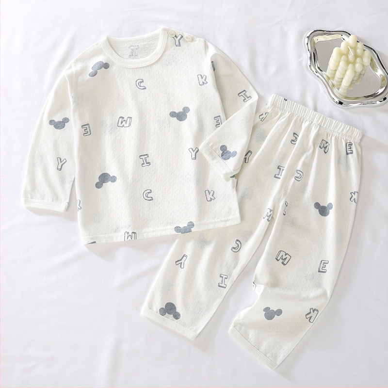 Set pijamale din bumbac pentru bebeluți, pijamale de vară cu mâneci lungi, fără cusături, unisex, pentru nou-născuți (0–12 luni)